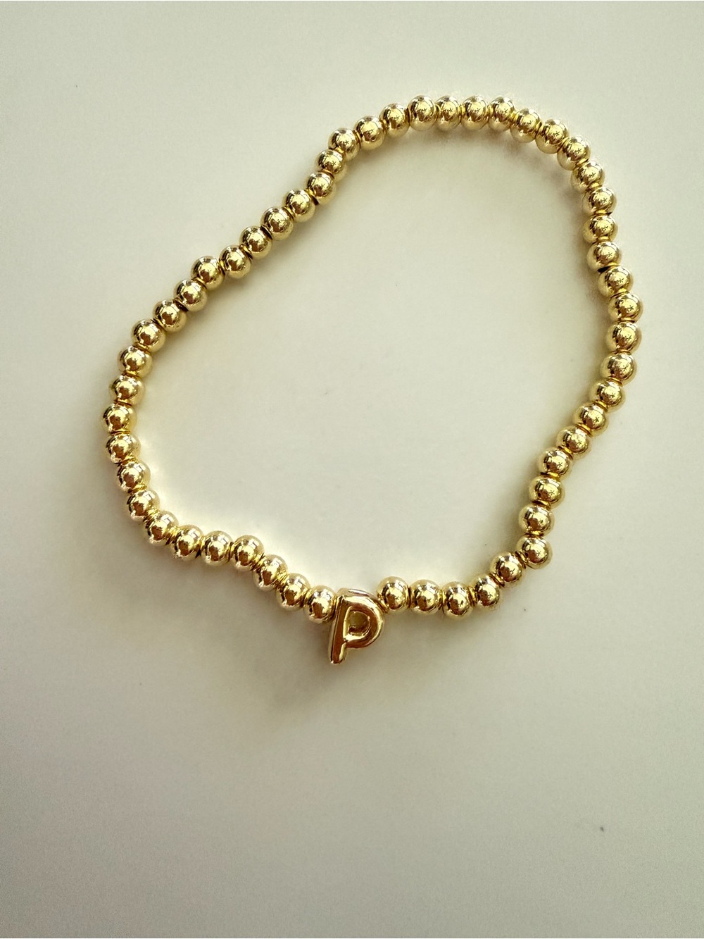 Gold Beaded Initial 'P' Bracelet - Women Jewelry NWOT